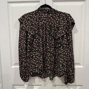 Women’s‎ WAYF blouse Collar Black Floral Size S? Summer Stylish Lightweight